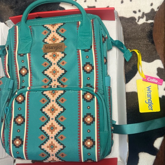 Wrangler Turquoise Geometric Women's Backpack ( good for diaper bag) - Picture 2 of 6